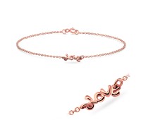 Rose Gold Plated Cute Love Word Silver Bracelet BRS-11-RO-GP